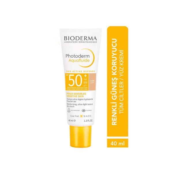 Bioderma Photoderm Aquafluide Light Sunscreen Cream SPF50+ - Lightweight, Non-Greasy, Color-Evening Protection for Sensitive Skin