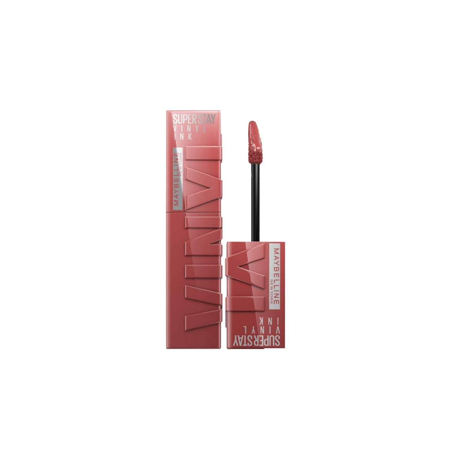 Maybelline New York Super Stay Vinyl Ink Long-Lasting Liquid Lipstick - 115 Peppy Shade, Glossy Finish, Durable Cosmetics