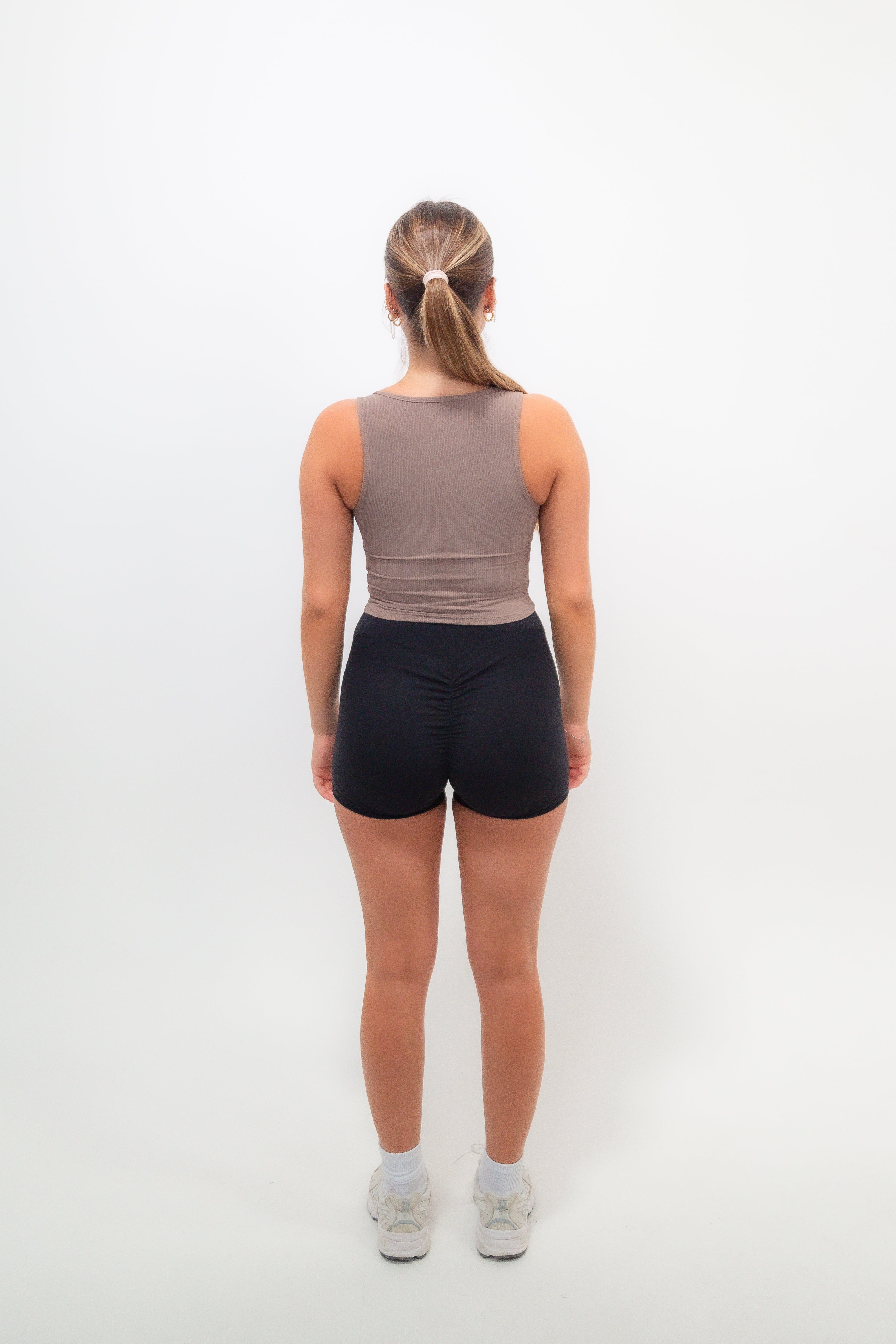 KIMITH BRAND I Am Self Love Ribbed Quick-Dry Butter Taupe Tank — side view
