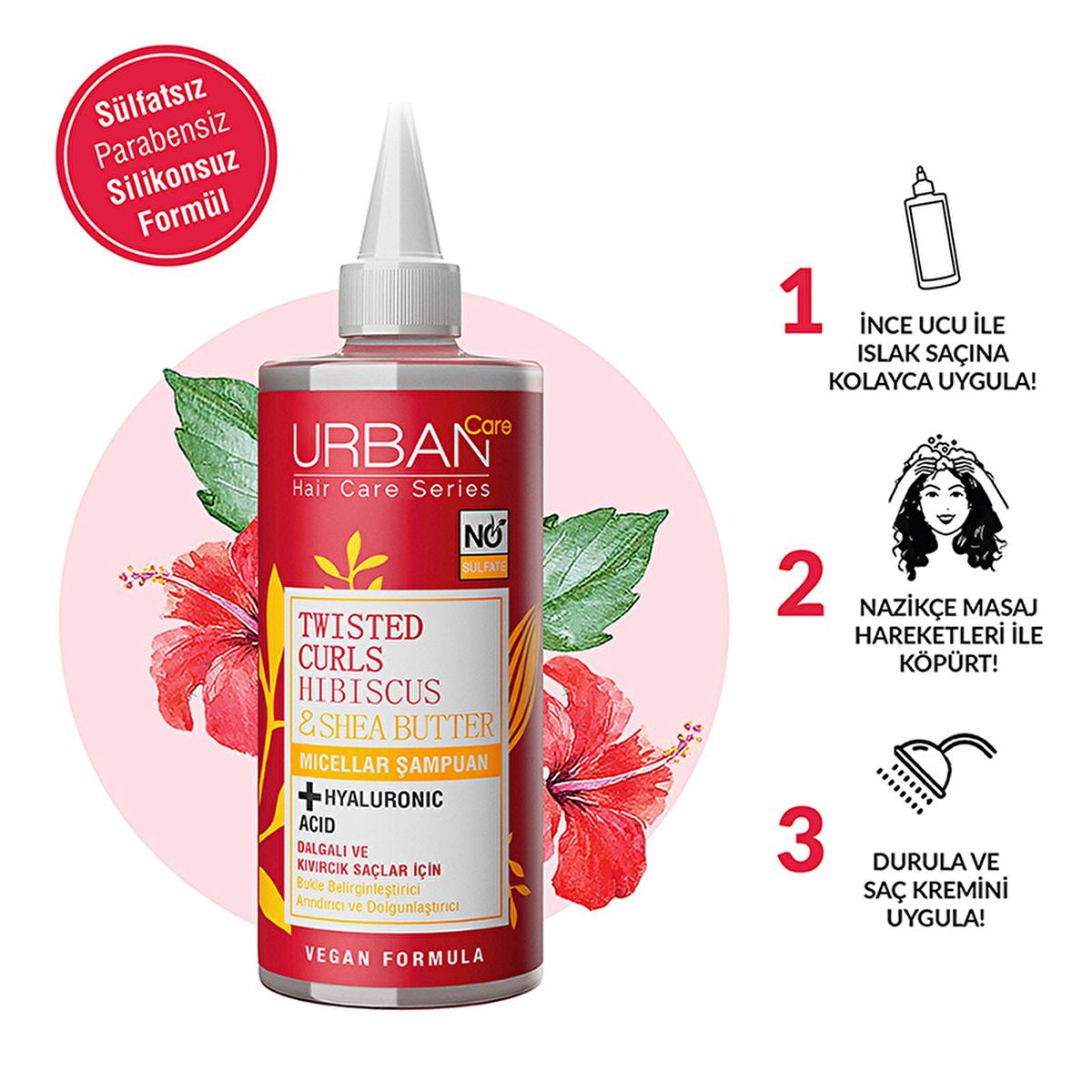 Urban Care Sulfate-Free Micellar Shampoo for Curly Hair - Gentle, Moisturizing, and Frizz-Reducing with Hibiscus & Shea Butter