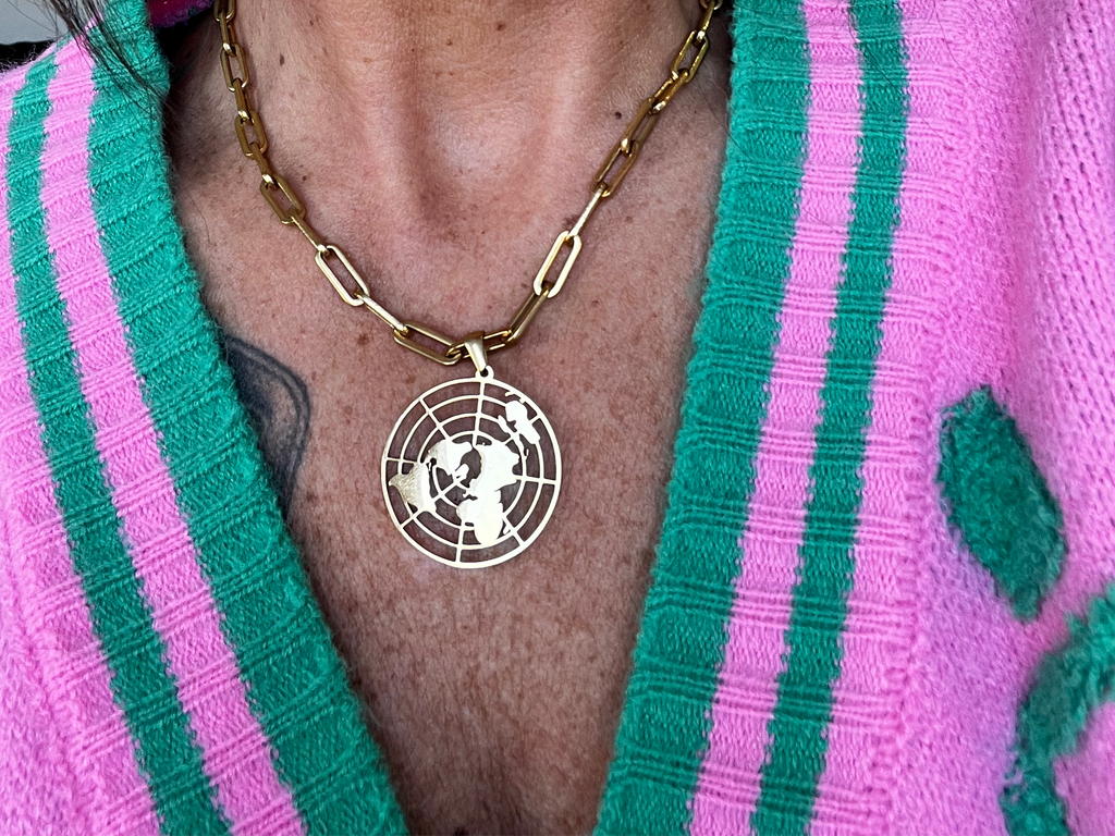 Pretty Little Patriot Pretty Little Patriot Biblical Flat Earth 18k gold Necklace — detail shot 6