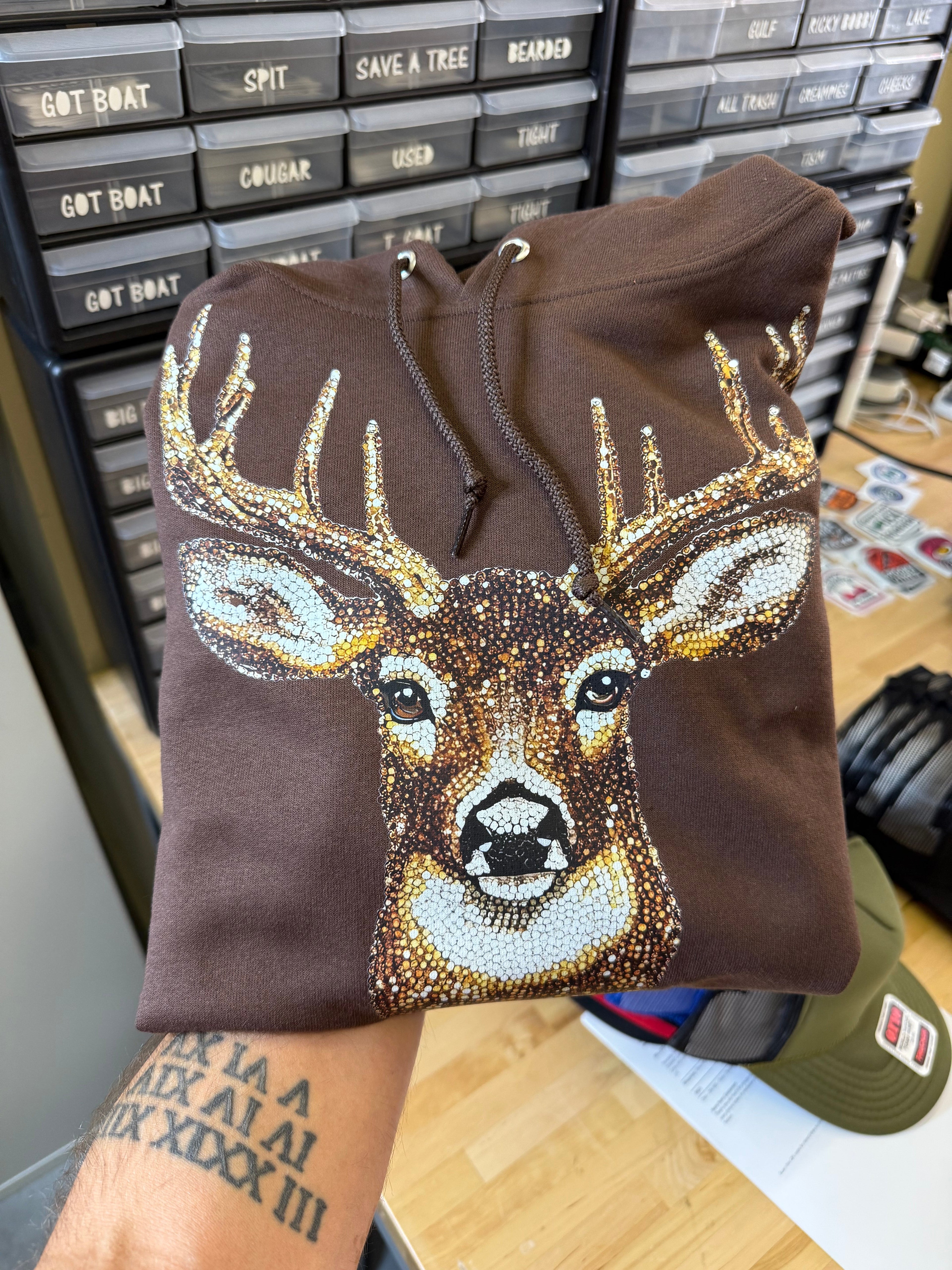 Luckless Outfitters Faux Rhinestone Buck Hoodie — feature highlight