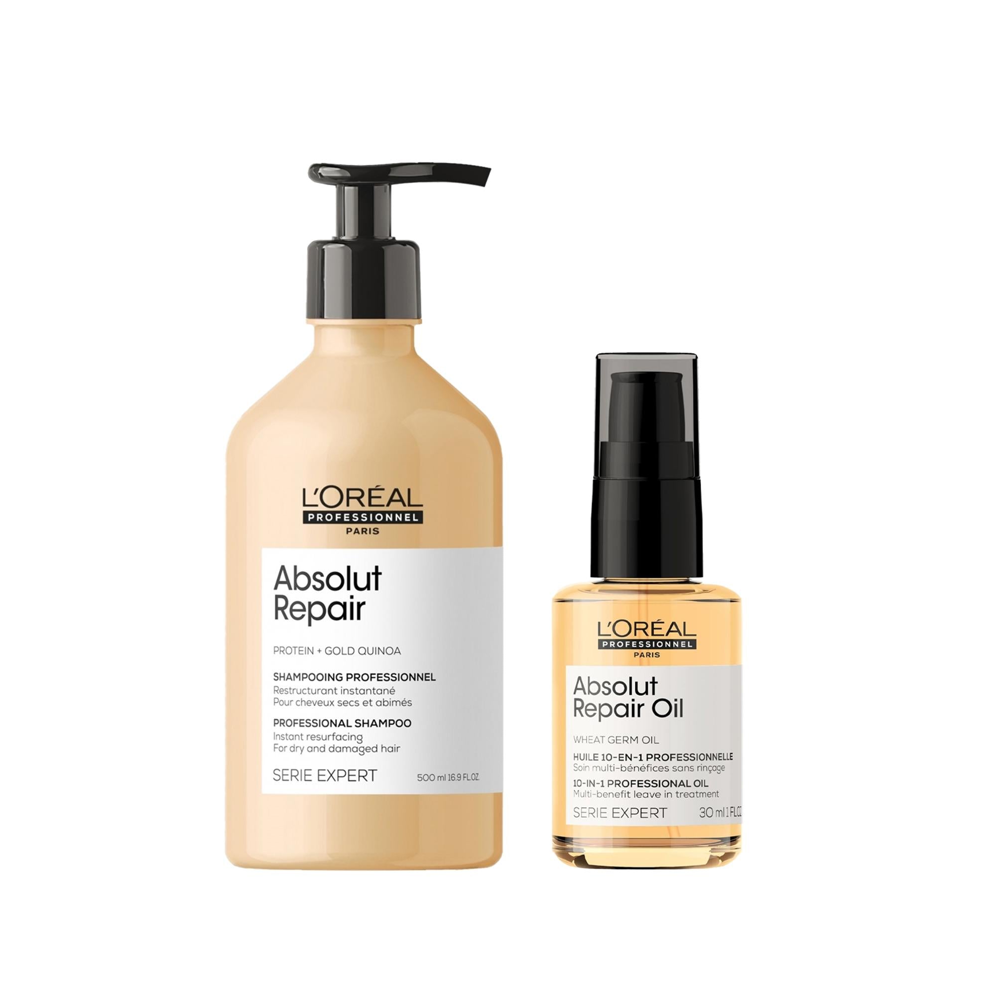 Loreal Professionnel Paris Serie Expert Absolut Repair Hair Care Set - Professional Hair Repair Products for Damaged Hair