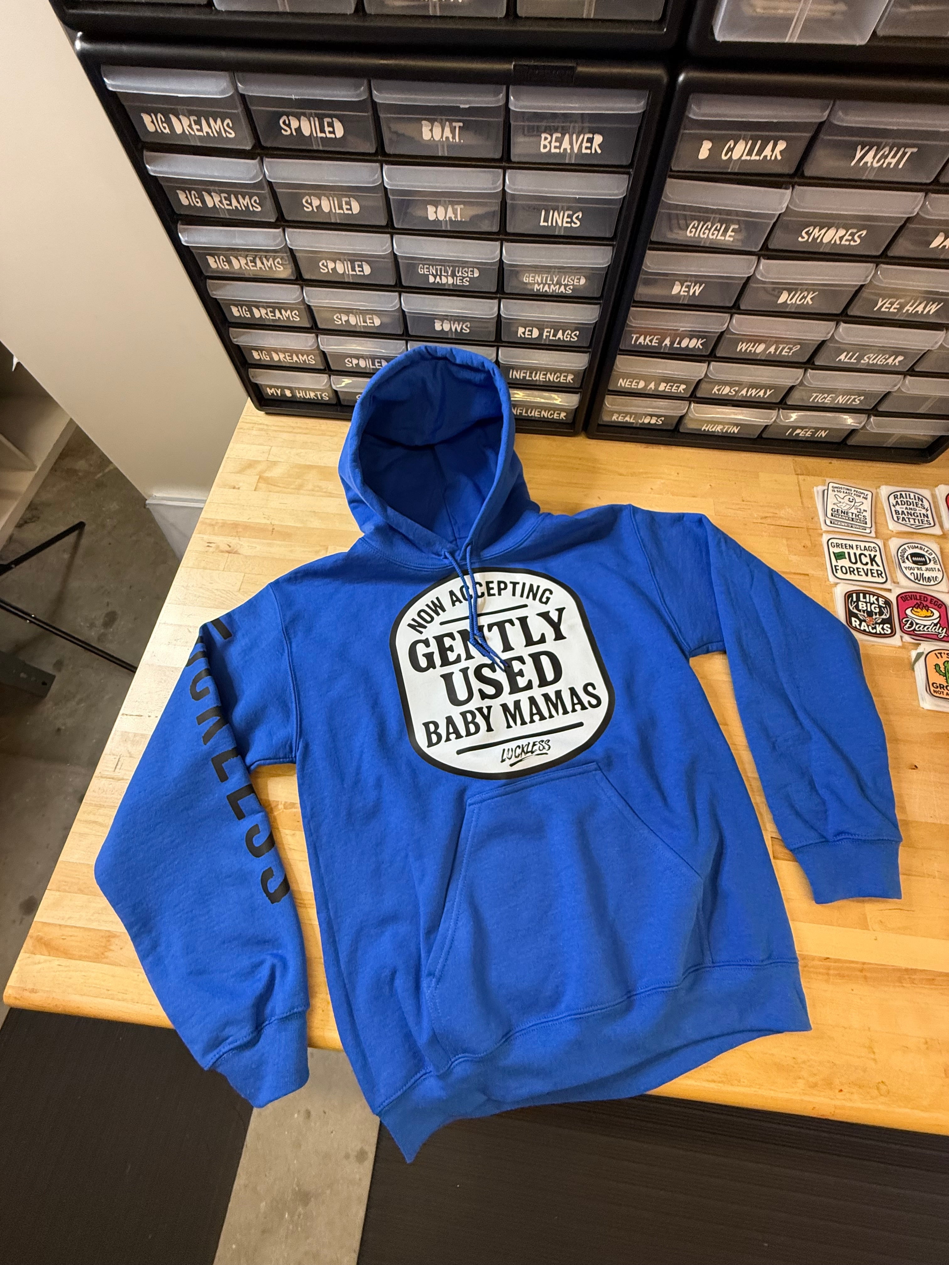 Luckless Outfitters Now Accepting Gently Used Baby Mamas Hoodie — side view