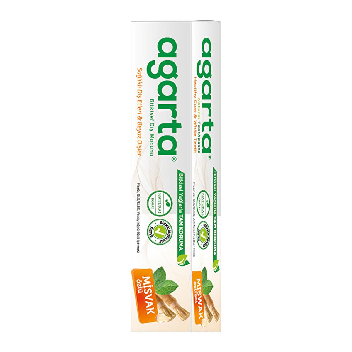 Agarta Natural Miswak Extract Fluoride-Free Whitening Toothpaste: Herbal Plaque & Tartar Control for Fresh Breath – 3.38 fl oz