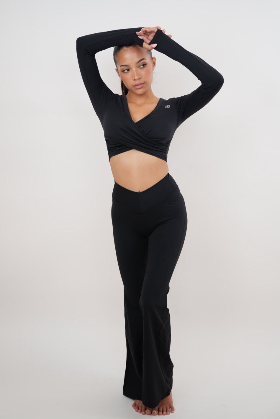 KIMITH BRAND I Am Present Black Stretch Flare Legging — main product shot