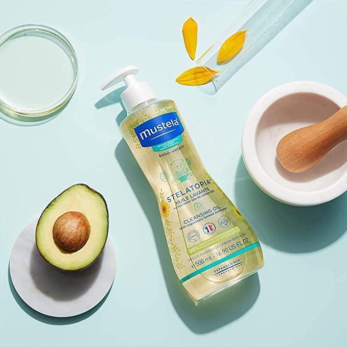 Mustela Stelatopia Cleansing Oil for Dry Skin - Natural, Vegan, Dermatologically Tested Baby Skincare
