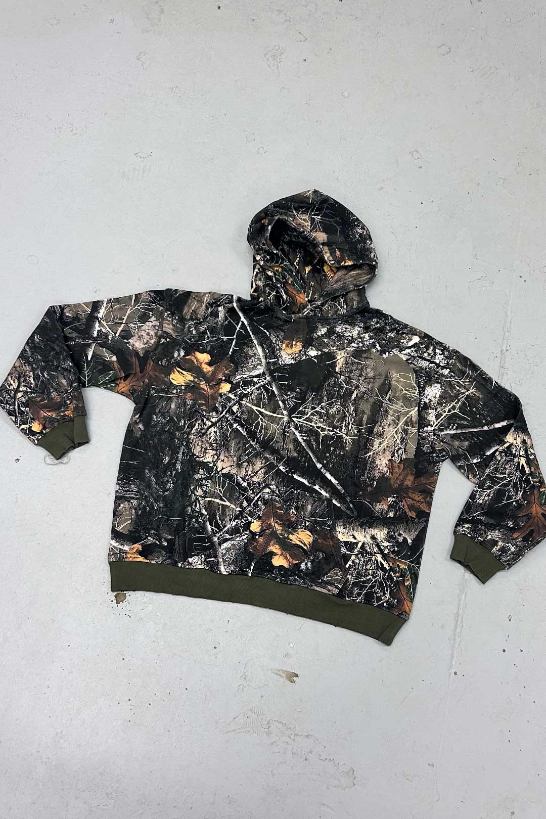 Thrash Happy Stealth Heavyweight Oversized Unisex Camo Hoodie — lifestyle context