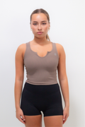 KIMITH BRAND I Am Self Love Ribbed Quick-Dry Butter Taupe Tank — main product shot