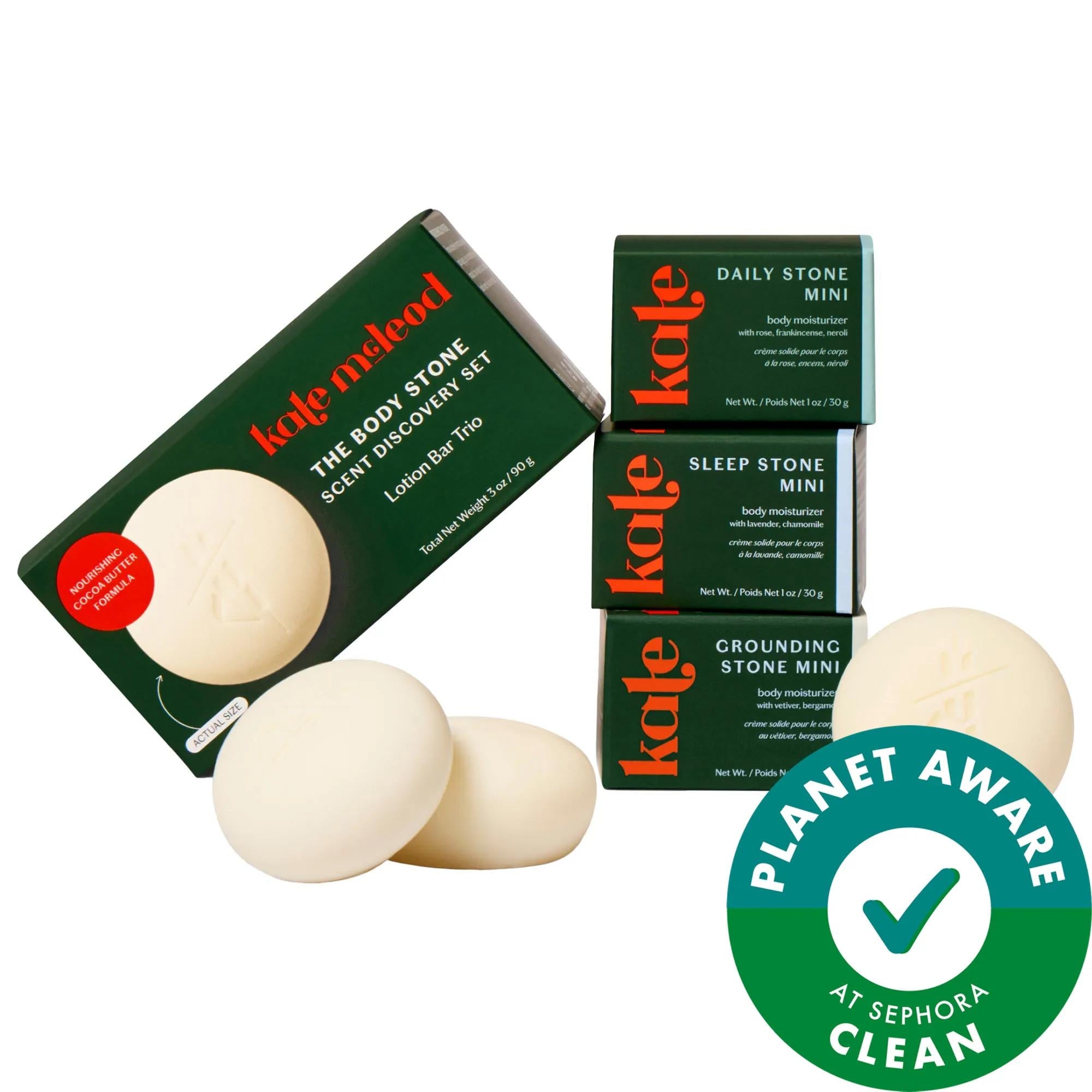 The Body Stone Scent Discovery Set - Trio of Mini Moisturizing Lotion Bars for Dry Skin, Vegan & Cruelty-Free