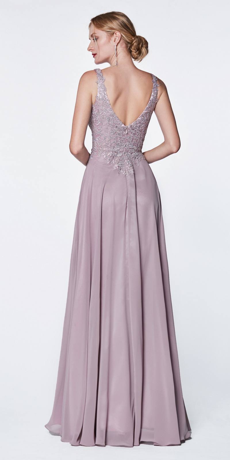 CLEARANCE - Cinderella Divine CD0133 Floor Length A-Line Chiffon Gown (Size M)