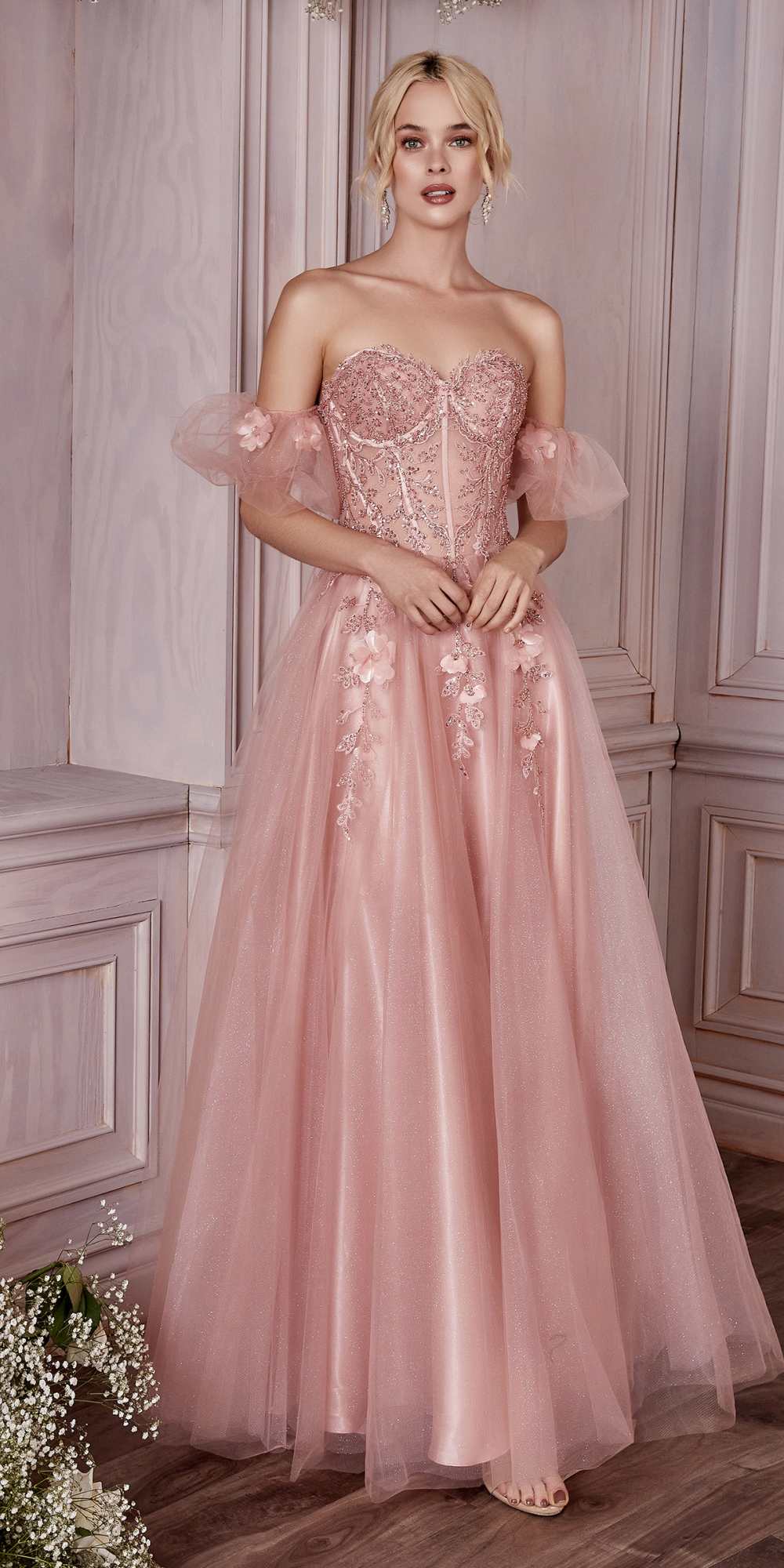 Cinderella Divine CD0191 Strapless Layered Tulle Gown
