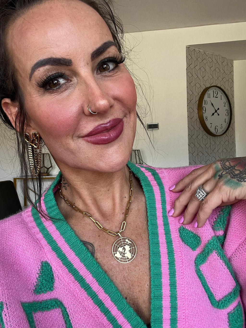 Pretty Little Patriot Pretty Little Patriot Biblical Flat Earth 18k gold Necklace — main product shot
