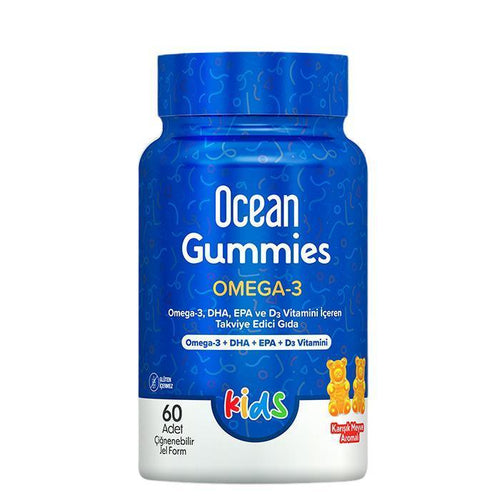 Ocean Gummies Omega 3 Kids: Delicious Chewable for Healthy Brain & Eye Development - 60 Count