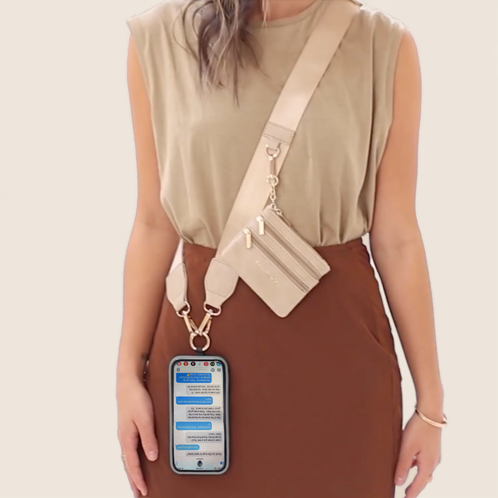 SaveTheGirls Clip & Go Strap with Pouch - Neutral Collection — detail close-up