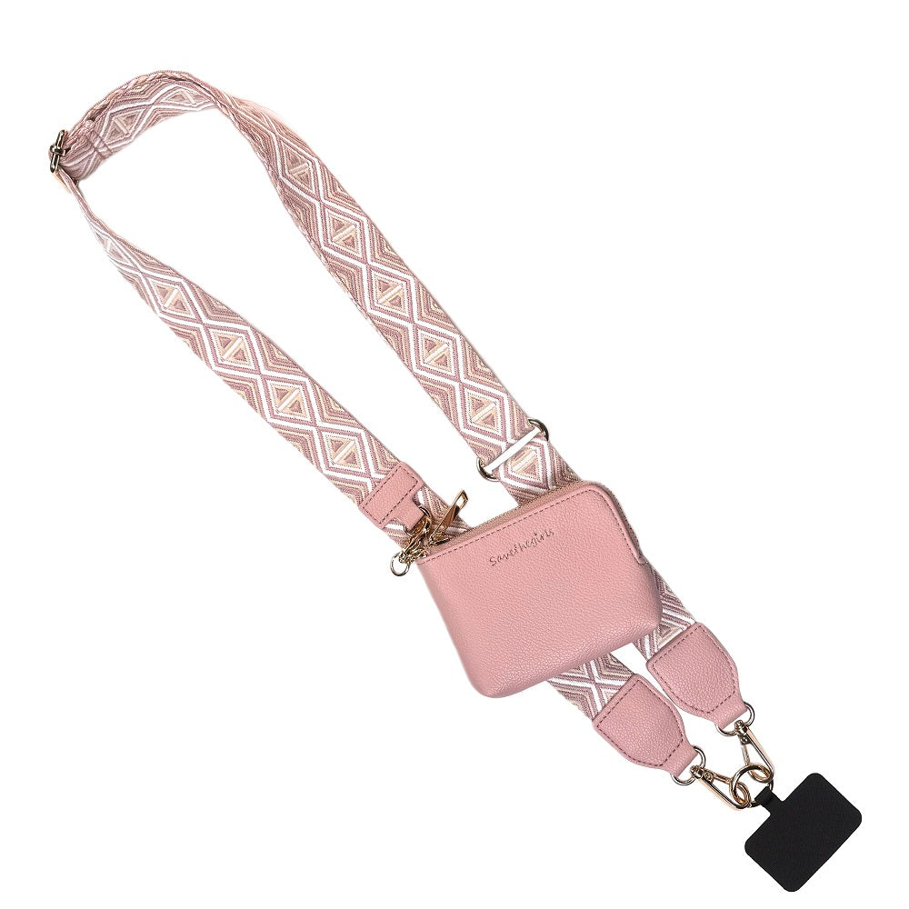 SaveTheGirls Clip & Go Strap w/RFID Pouch Diamond Pattern — back view