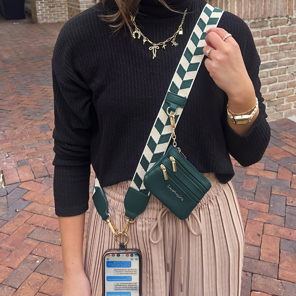 SaveTheGirls Clip & Go Strap w/Zippered Pouch Chevron — back view