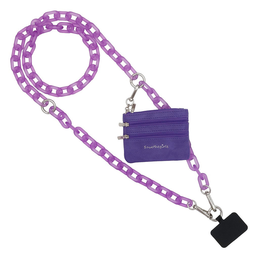 SaveTheGirls Clip & Go Ice Chain with Pouch — flat-lay composition