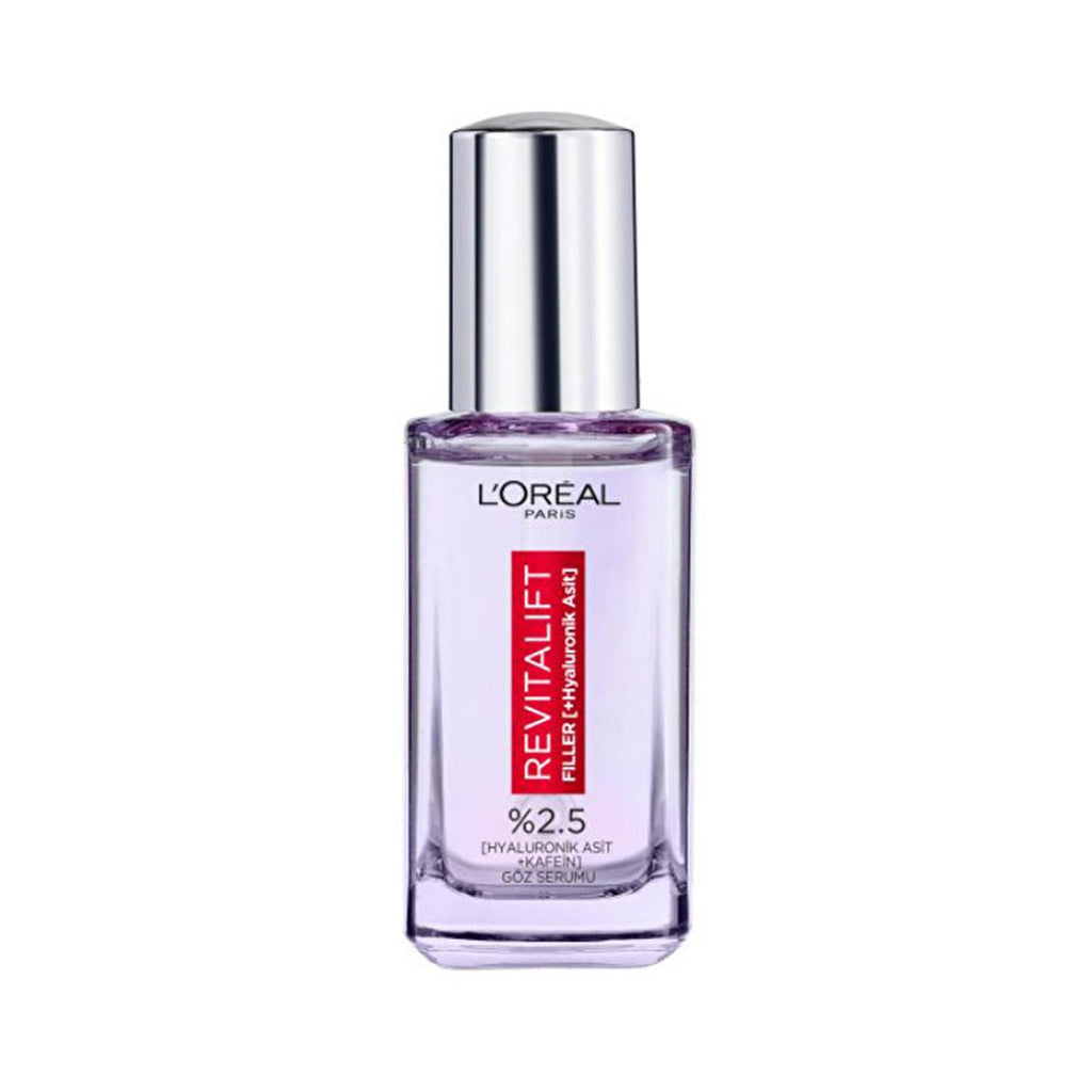 Loreal Paris Revitalift Filler: Hyaluronic Acid + Caffeine Eye Serum - Reduce Dark Circles, Wrinkles, & Puffiness for Brighter Eyes