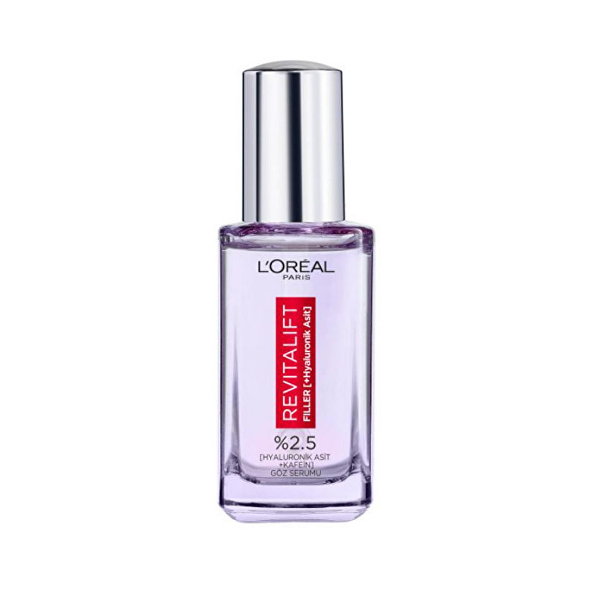 Loreal Paris Revitalift Filler: Hyaluronic Acid + Caffeine Eye Serum - Reduce Dark Circles, Wrinkles, & Puffiness for Brighter Eyes