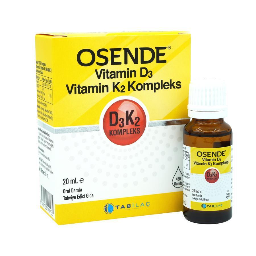 Osende Vitamin D3K2 Complex Drops - Supports Bone Health & Cardiovascular System - 20ml Bottle