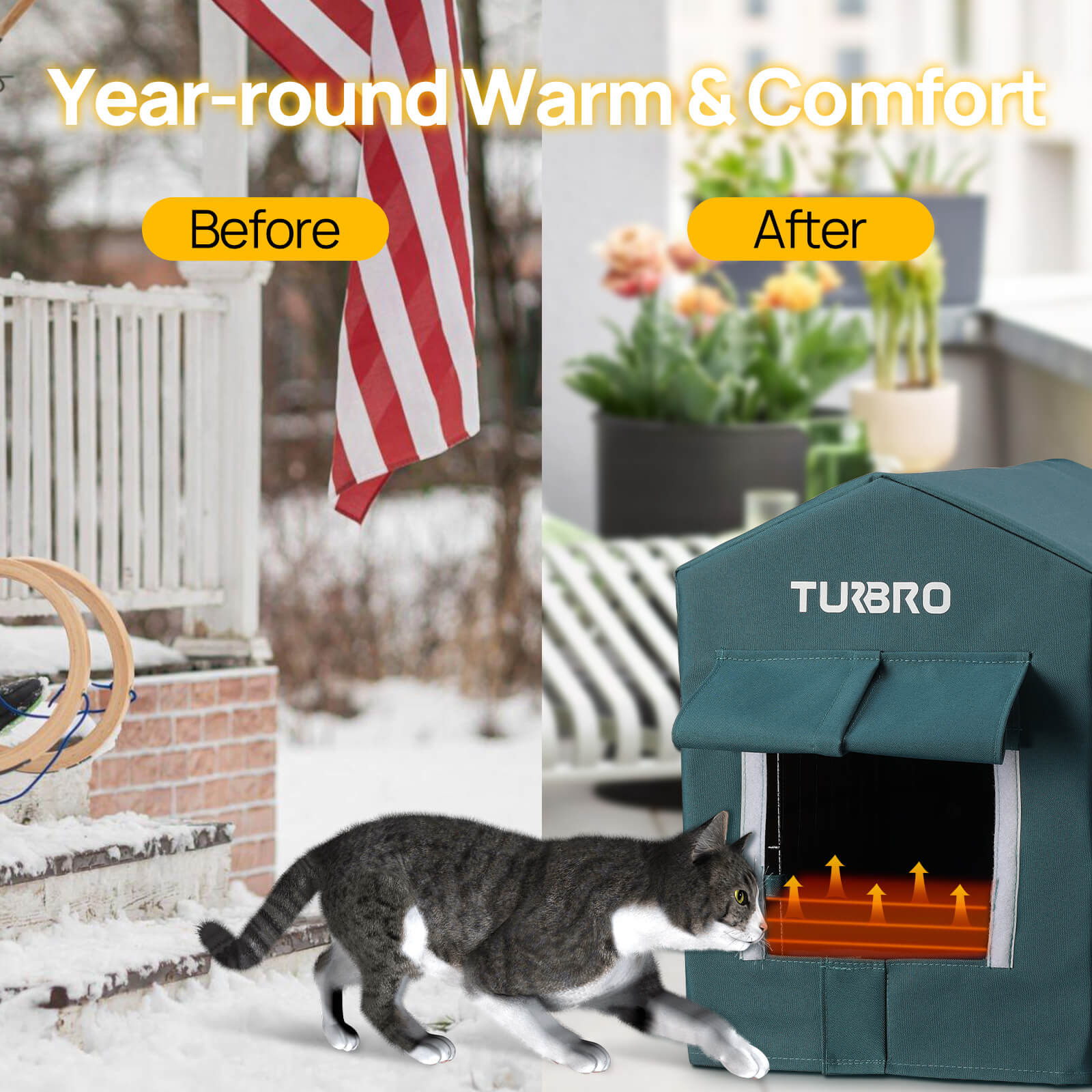 (Open Box) Neighborhood CH17A Heated Cat House – TURBRO, view 7