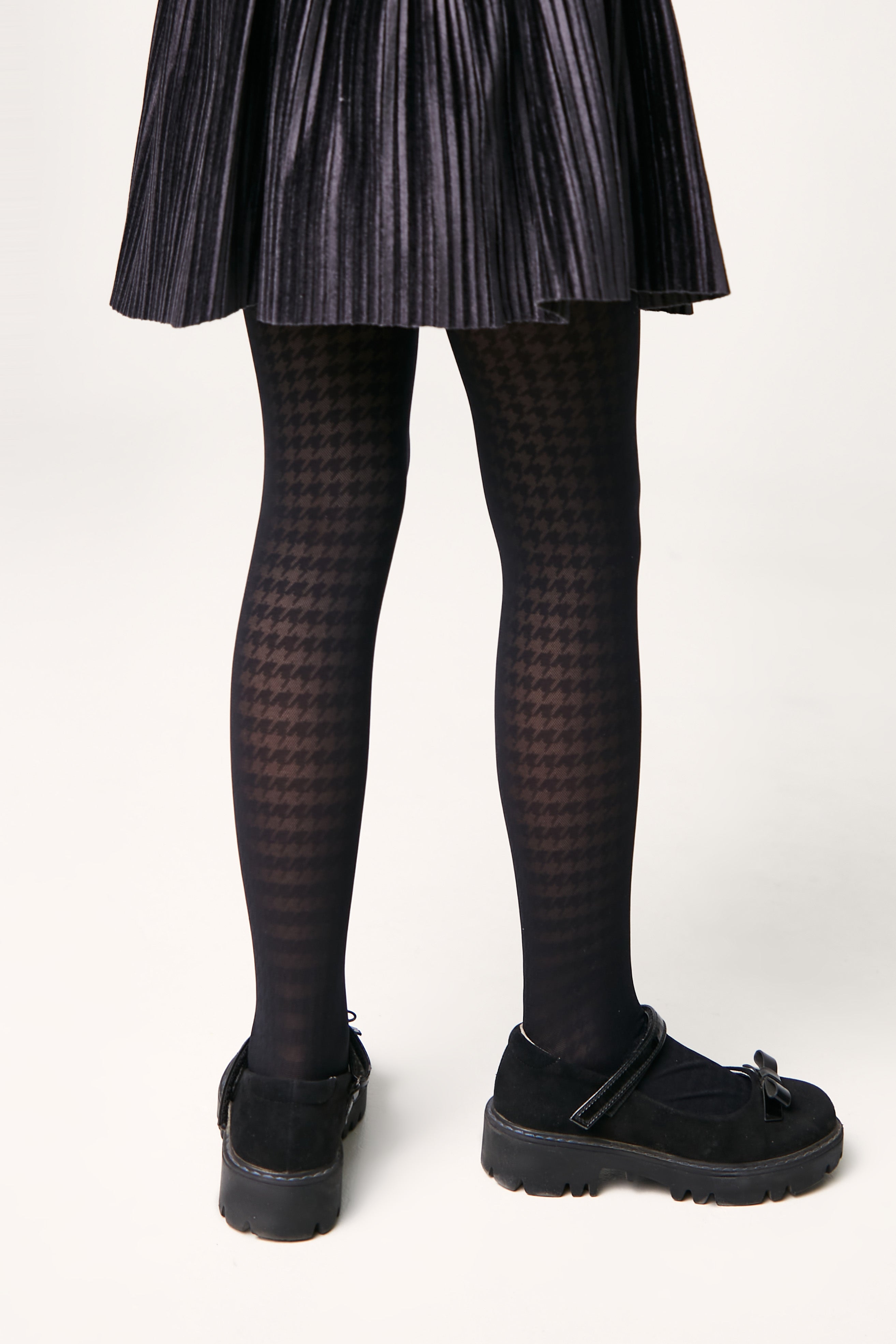 TheRanok.com Conte Tights for girls Chanel 40 Den - Houndstooth Pattern — comparison shot