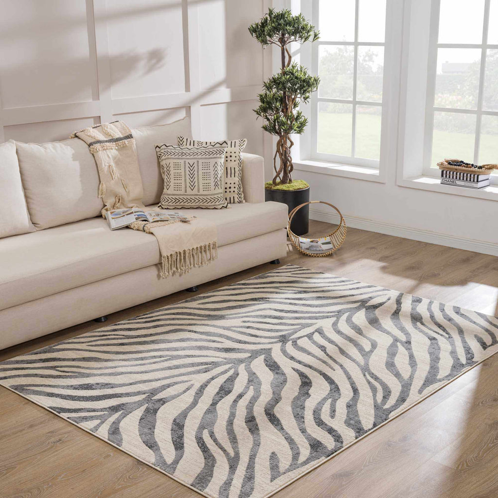 Gray Ecorse Zebra Print Area Rug – Boutique Rugs, view 5