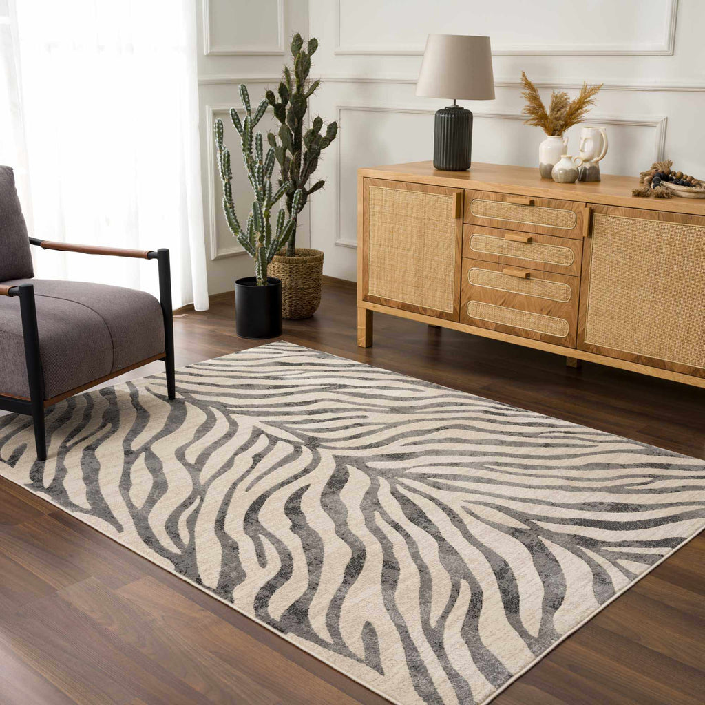 Gray Ecorse Zebra Print Area Rug – Boutique Rugs, view 4