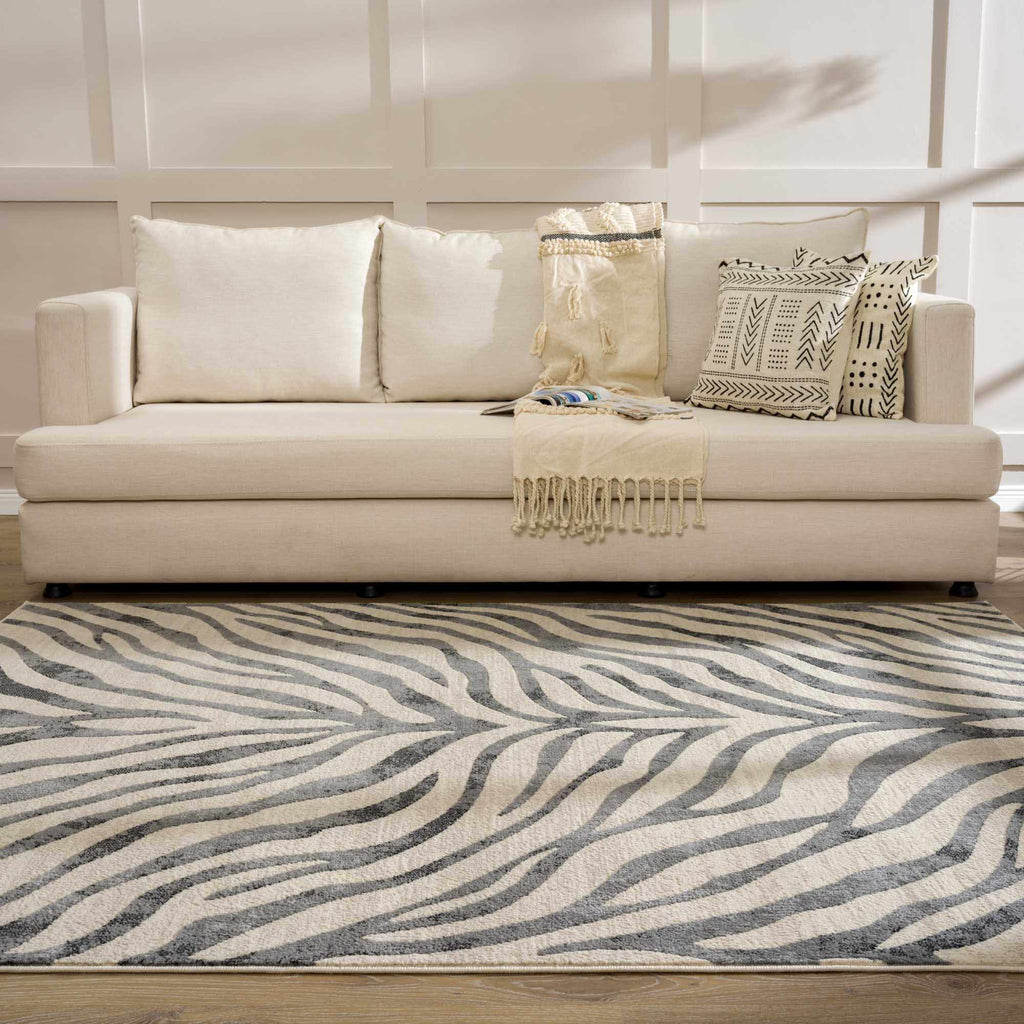 Gray Ecorse Zebra Print Area Rug – Boutique Rugs, view 3