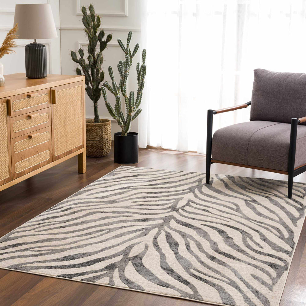 Gray Ecorse Zebra Print Area Rug – Boutique Rugs, view 10