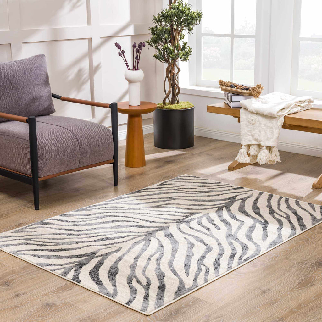 Gray Ecorse Zebra Print Area Rug – Boutique Rugs, view 13