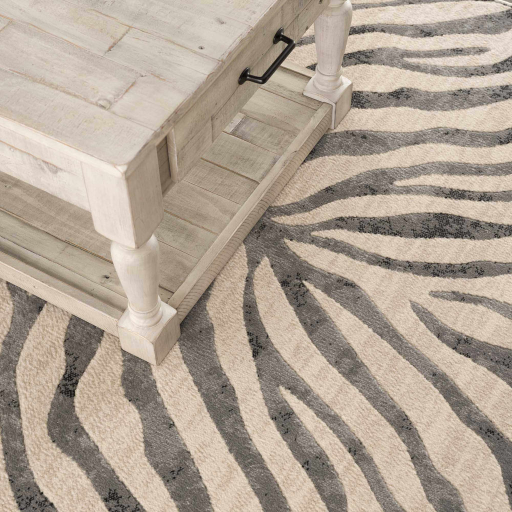 Gray Ecorse Zebra Print Area Rug – Boutique Rugs, view 15