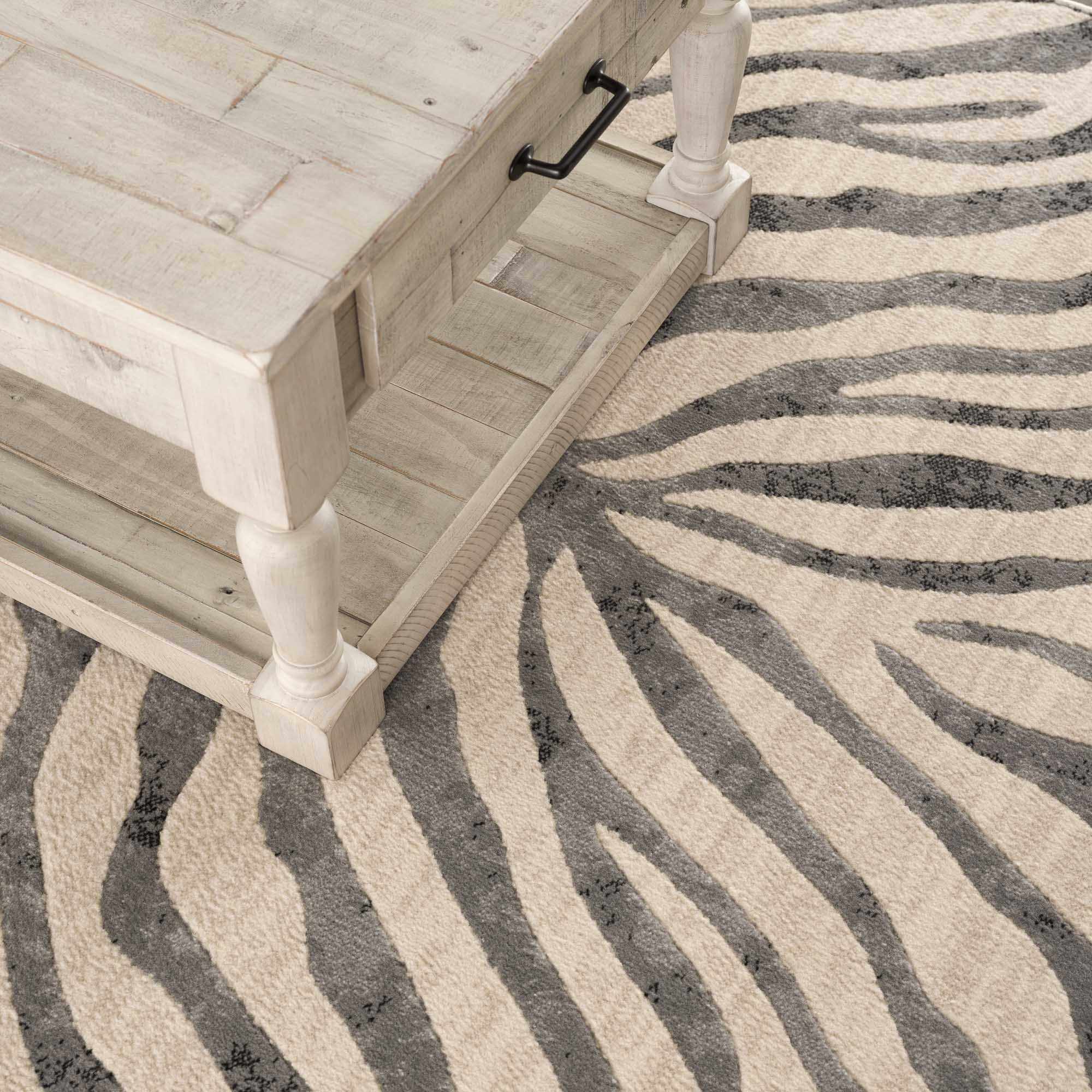 Gray Ecorse Zebra Print Area Rug – Boutique Rugs, view 15