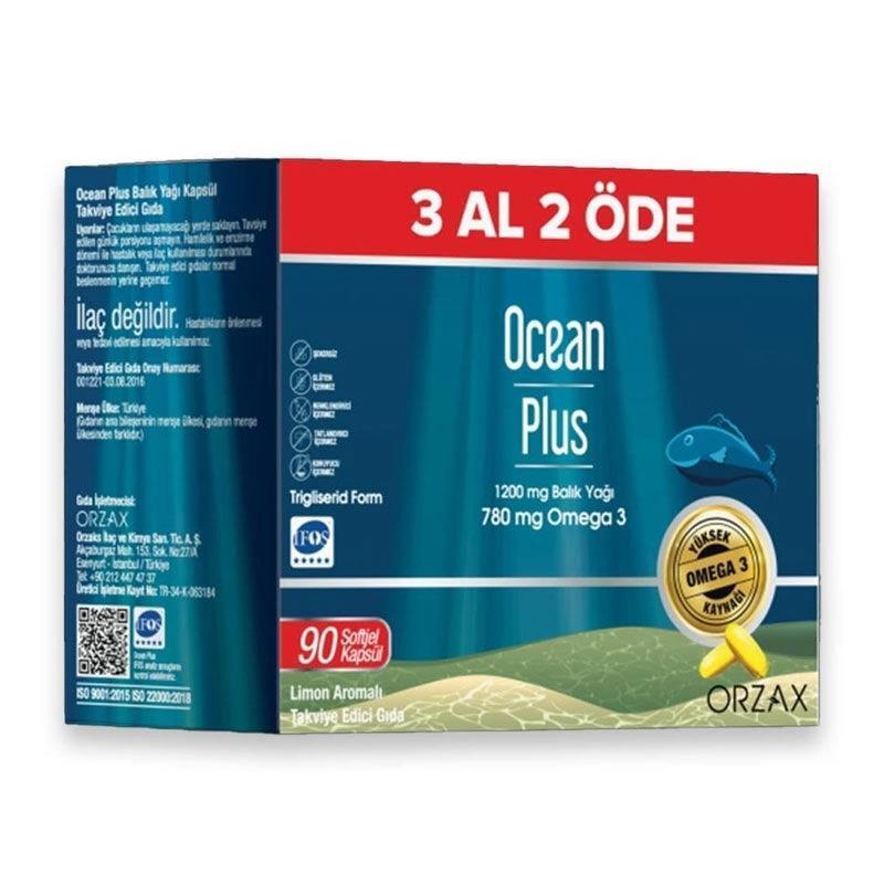 Ocean Plus Omega-3 Fish Oil - High-Dose Omega-3, Purified Fish Oil Capsules, 90 Count