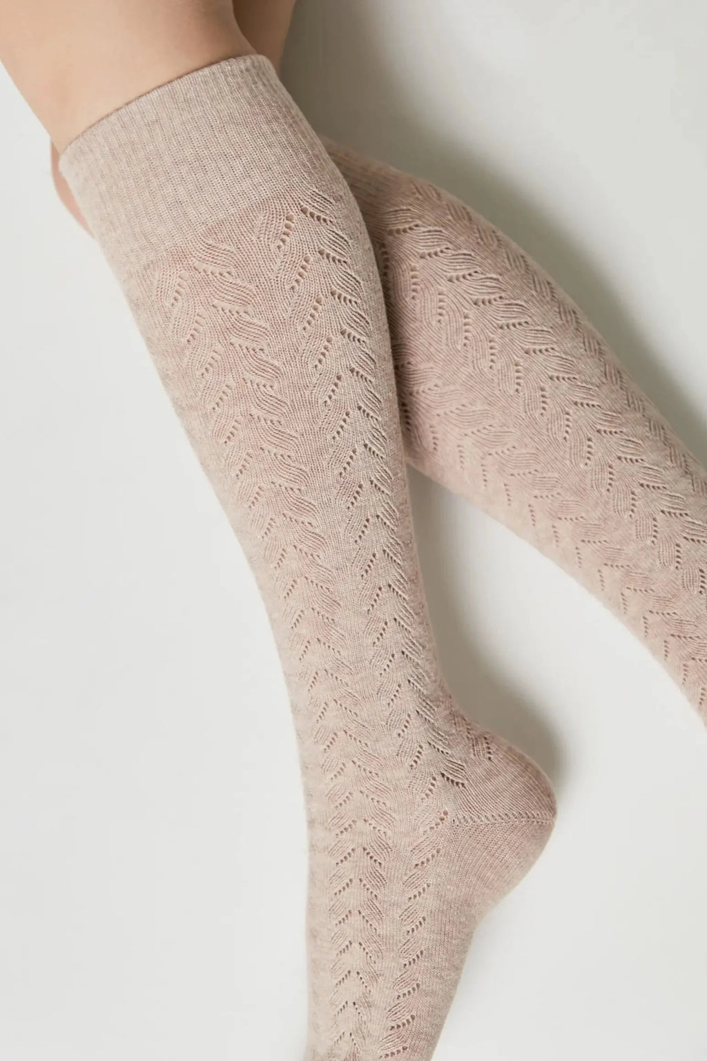 TheRanok.com Cotton Knee Highs Conte Classic 010 - Cotton Blend and Knitted Pattern — detail close-up