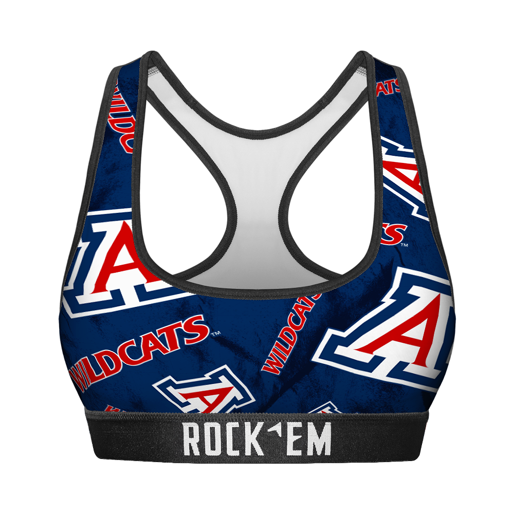 Rock 'Em Socks Women's Sports Bra - Arizona Wildcats - Logo All-Over — main product shot