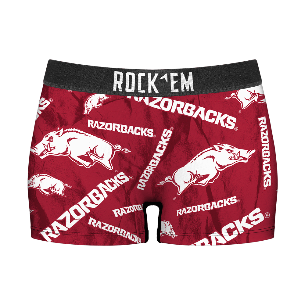 Rock 'Em Socks Women's Boy Shorts - Arkansas Razorbacks - Logo All-Over — main product shot