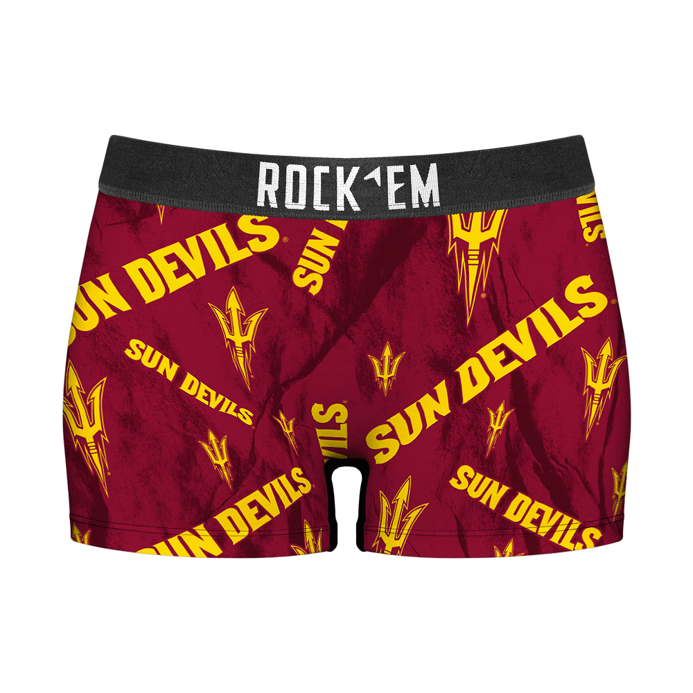 Rock 'Em Socks Women's Boy Shorts - Arizona State Sun Devils - Logo All-Over — main product shot