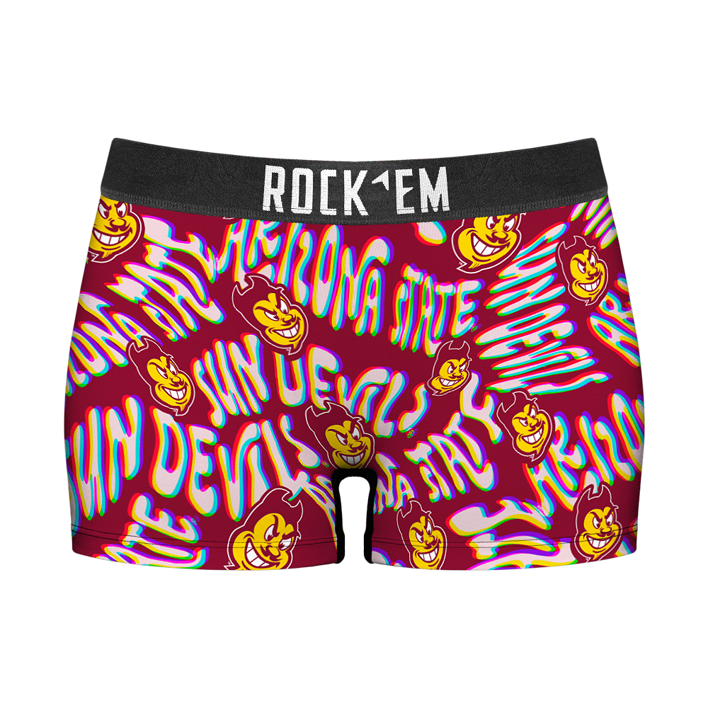 Rock 'Em Socks Women's Boy Shorts - Arizona State Sun Devils - Twisted Wordmark — main product shot