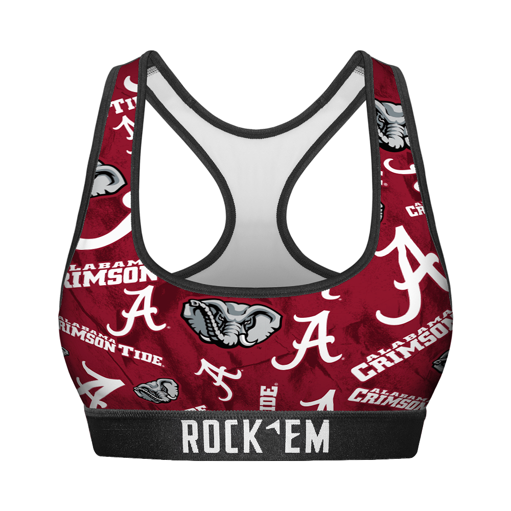 Rock 'Em Socks Women's Sports Bra - Alabama Crimson Tide - Logo All-Over — main product shot