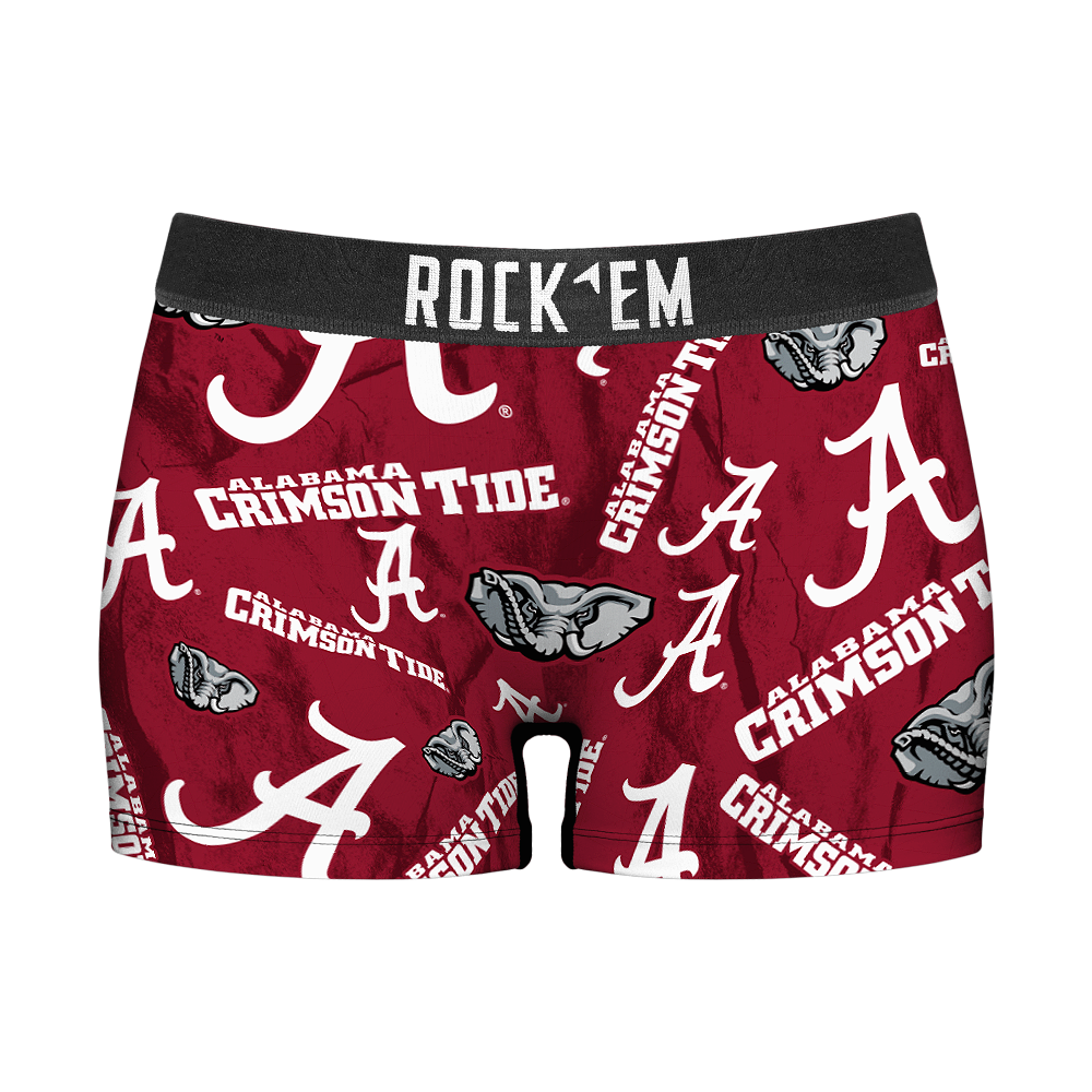 Rock 'Em Socks Women's Boy Shorts - Alabama Crimson Tide - Logo All-Over — main product shot