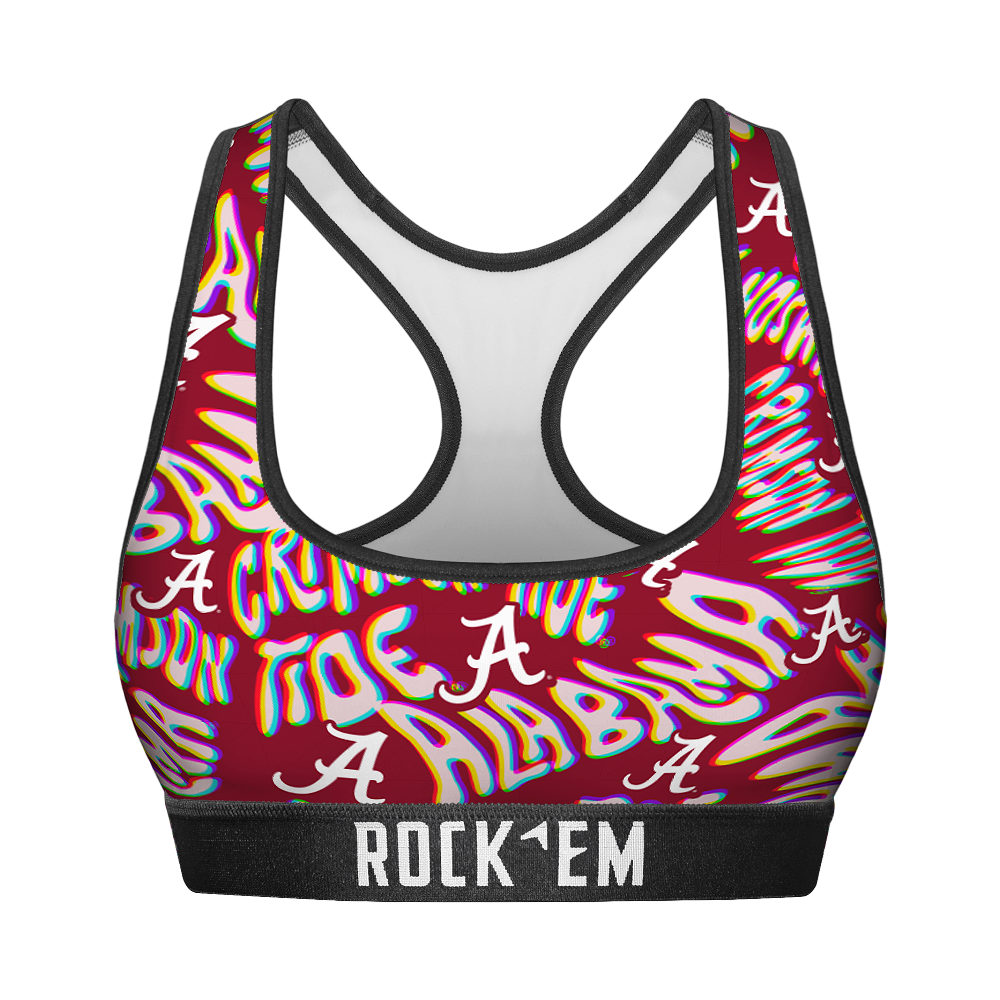Rock 'Em Socks Women's Sports Bra - Alabama Crimson Tide - Twisted Wordmark — main product shot