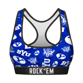 Rock 'Em Socks Women's Sports Bra - BYU Cougars - Logo All-Over