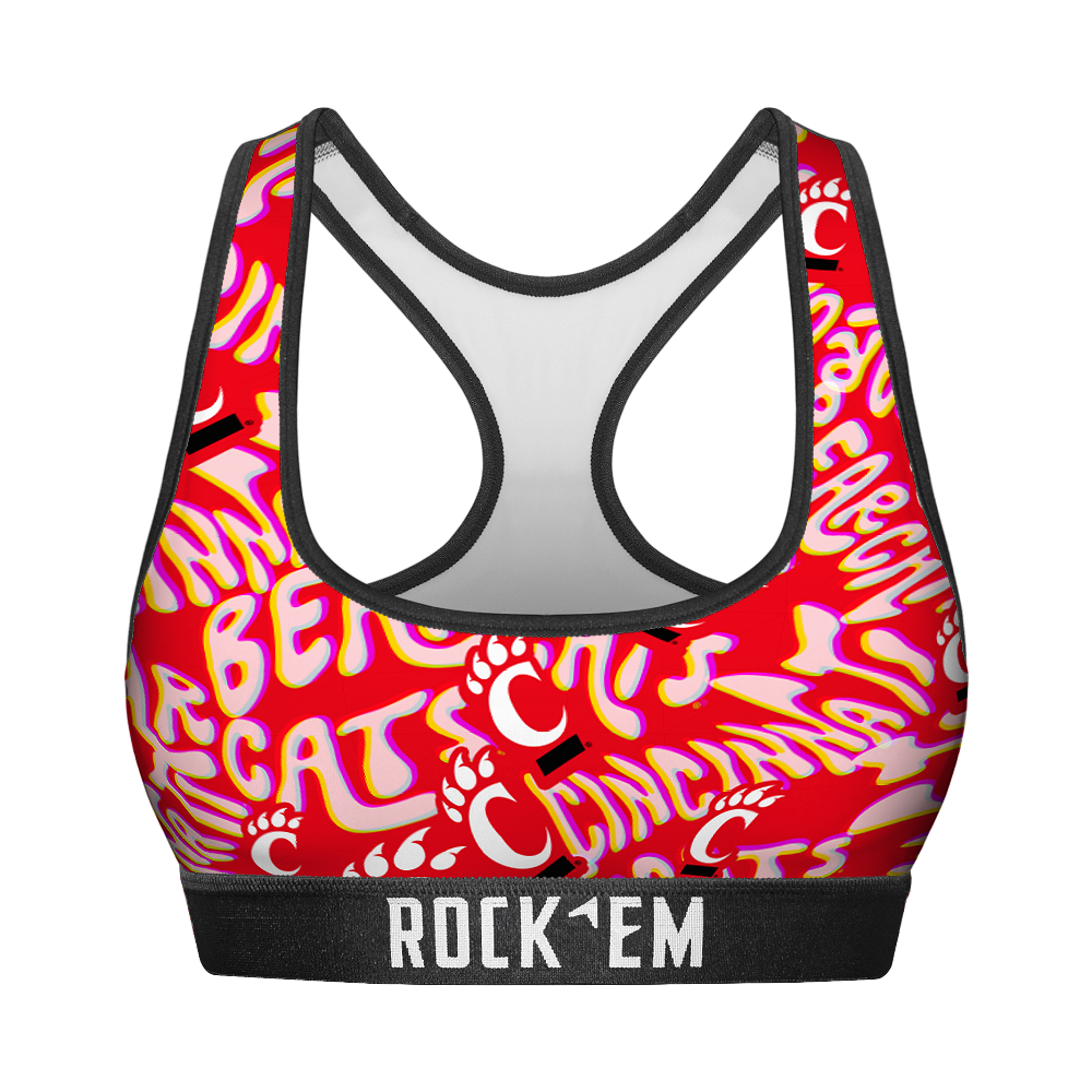 Rock 'Em Socks Women's Sports Bra - Cincinnati Bearcats - Twisted Wordmark — main product shot