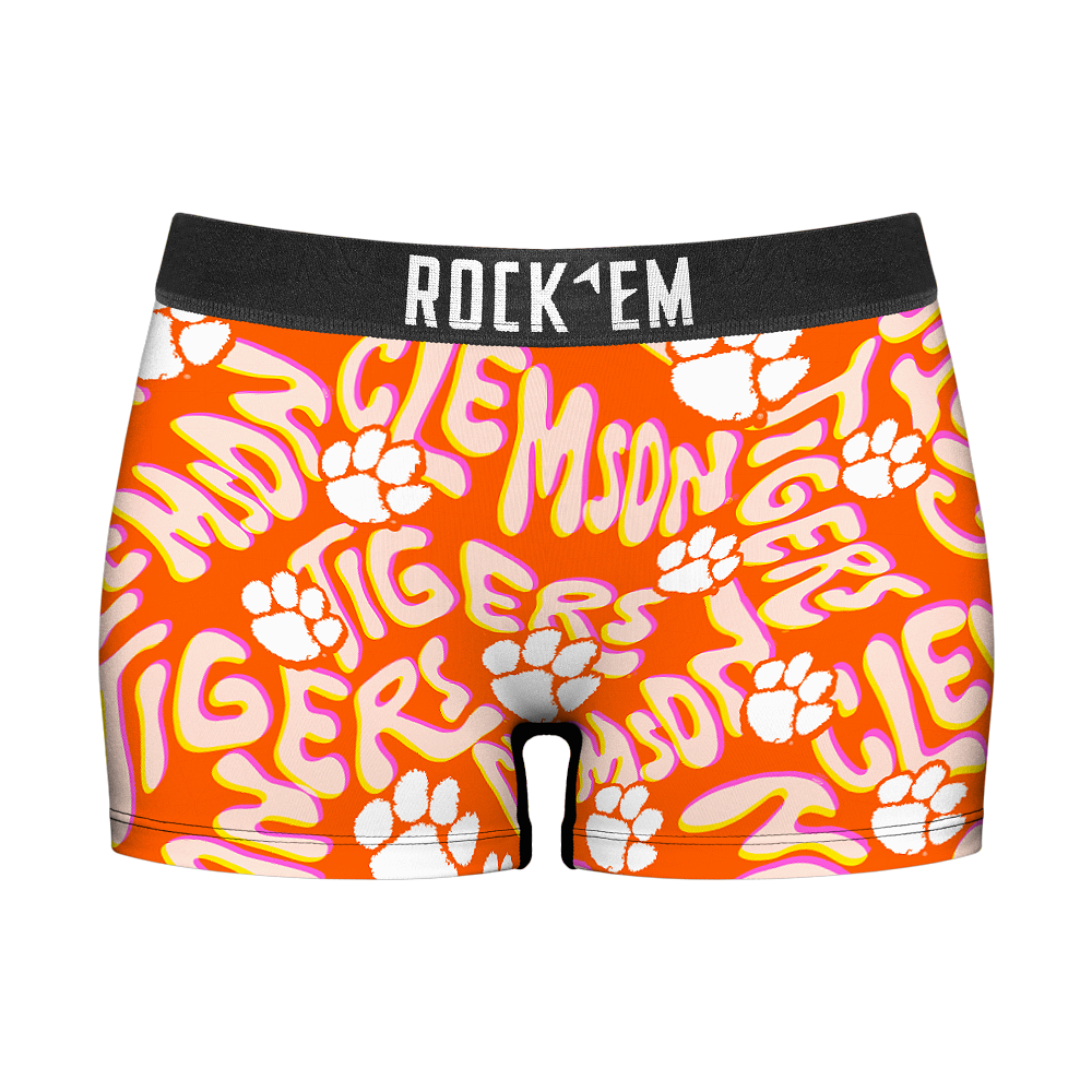 Rock 'Em Socks Women's Boy Shorts - Clemson Tigers - Twisted Wordmark — main product shot