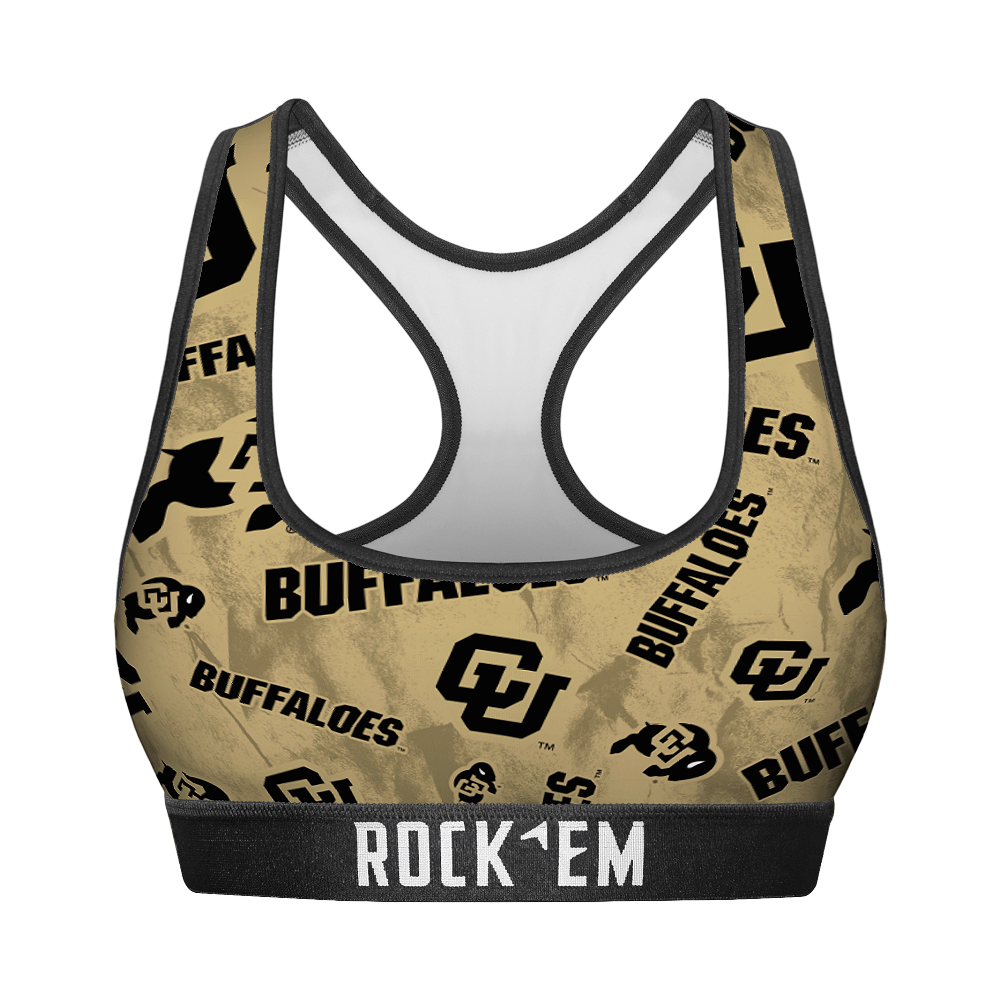 Rock 'Em Socks Women's Sports Bra - Colorado Buffaloes - Logo All-Over — main product shot