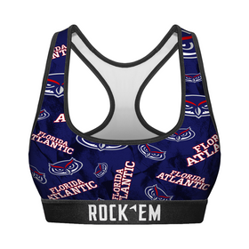 Rock 'Em Socks Women's Sports Bra - FAU Owls - Logo All-Over