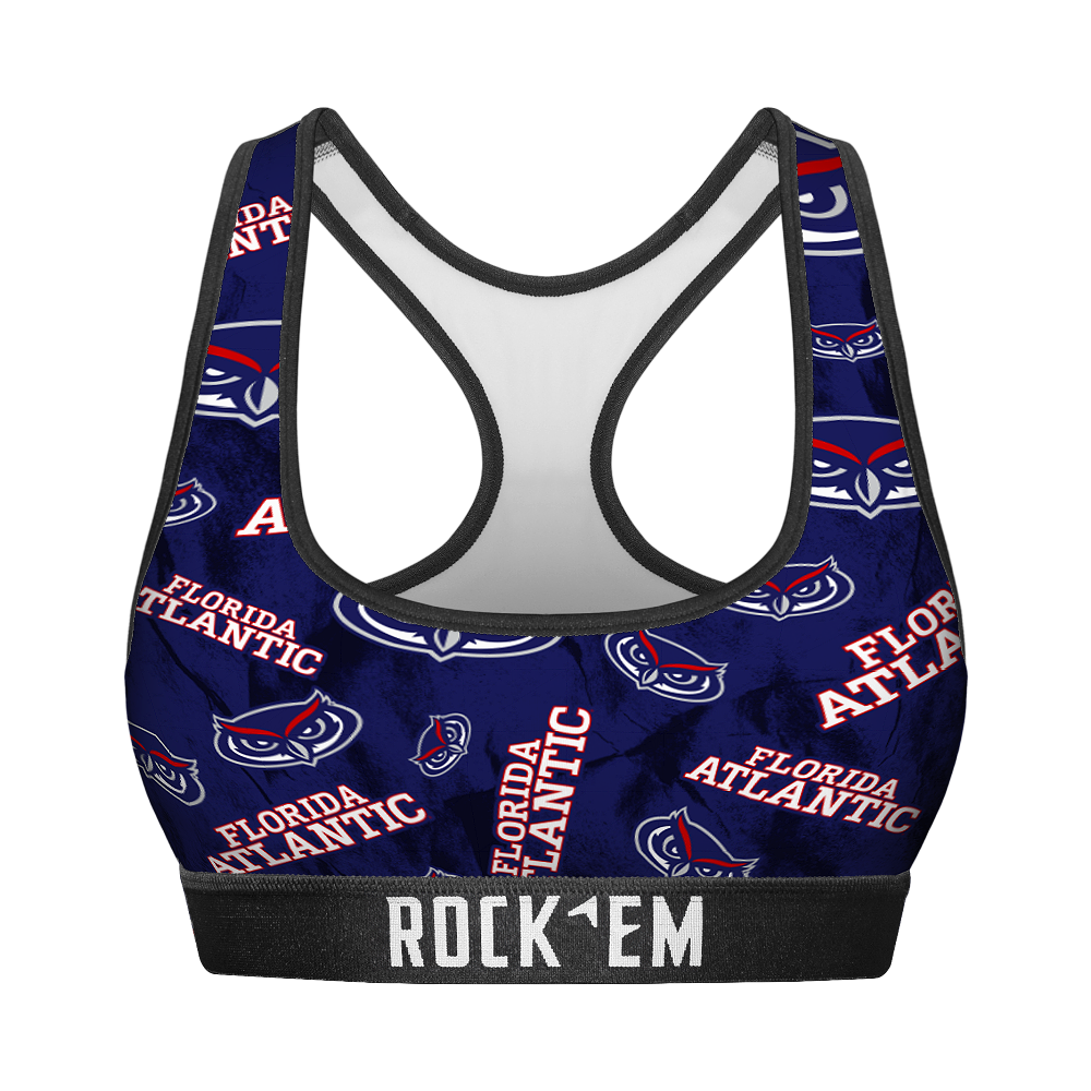 Rock 'Em Socks Rock 'Em Socks Women's Sports Bra - FAU Owls - Logo All-Over — main product shot