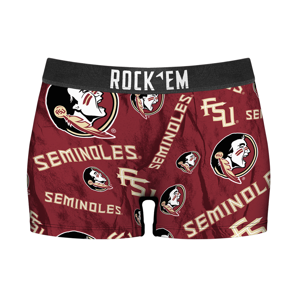 Rock 'Em Socks Women's Boy Shorts - Florida State Seminoles - Logo All-Over — main product shot